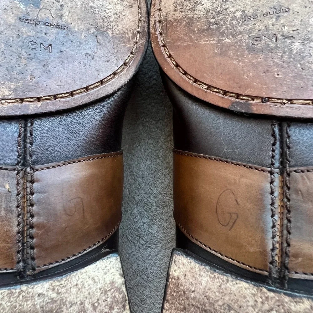 Mezlan Carson Men 8 M Brown & Tan Leather Two Tone Apron Toe Oxford‎ Shoes